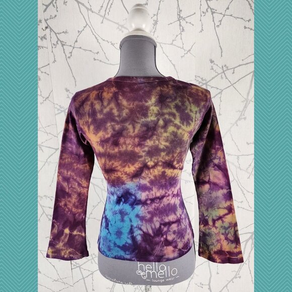 Unbranded Tie Dye Floral Printed 100% Cotton Crewneck Cropped Tee - Picture 4 of 5